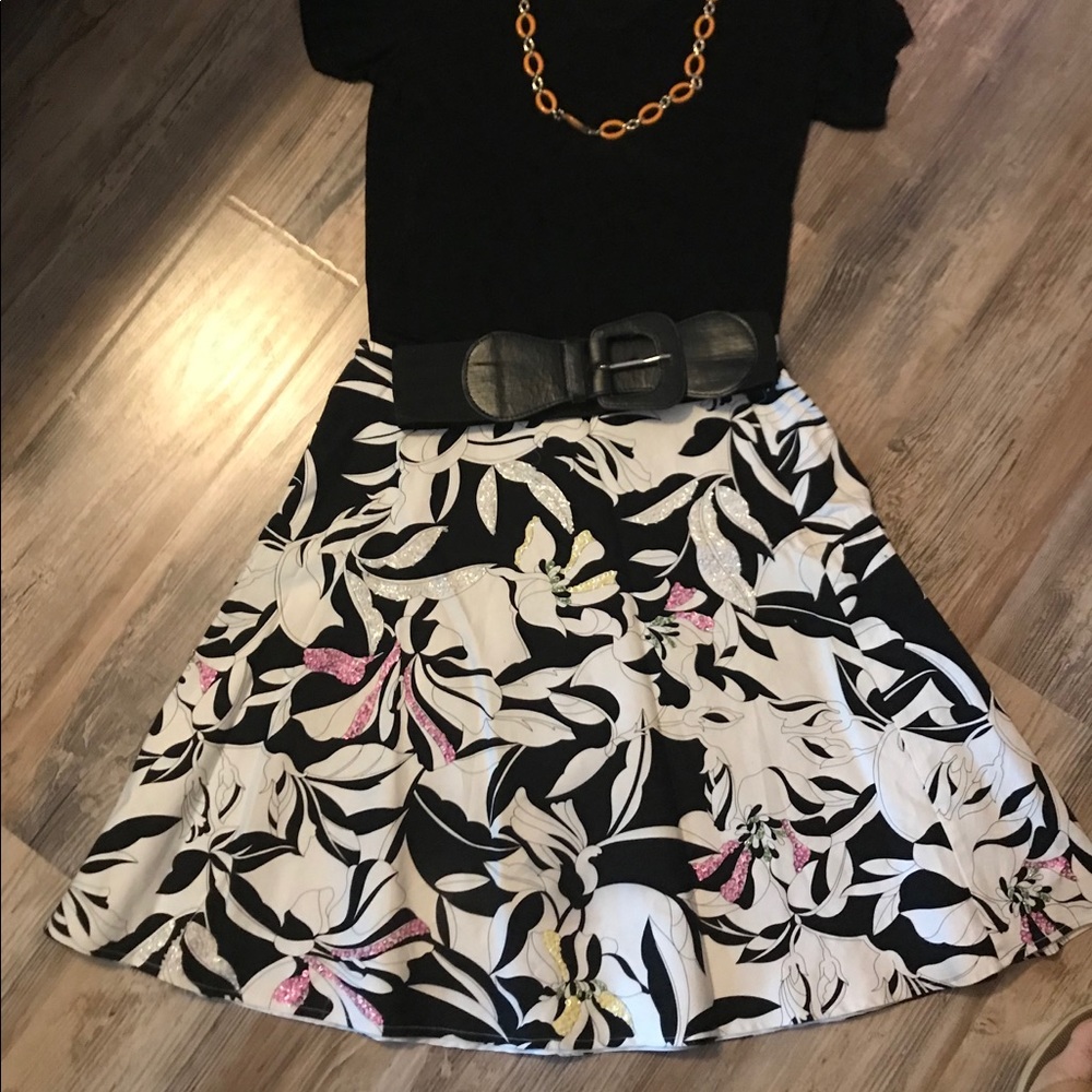 Multicolor black and white A line skirt
